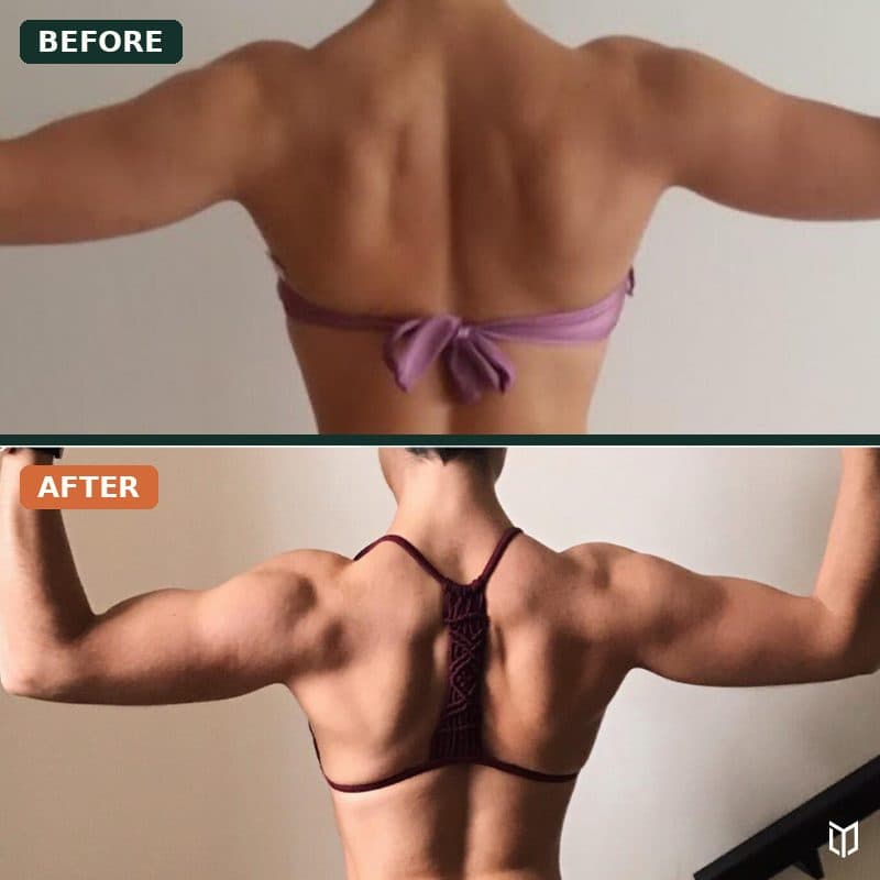 A client's back, before and after
